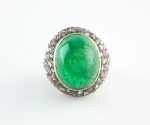 GIA EMERALD & DIA SILVER RING