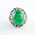 GIA EMERALD & DIA SILVER RING