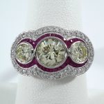 1.98TCW 3-STONE & RUBY DIA RING