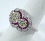 1.98TCW 3-STONE & RUBY DIA RING - Image 2