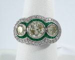 2.26TCW 3-STONE DIA EMERALD RING