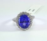 TANZANITE & DIA 18KW HALO RING