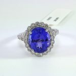 TANZANITE & DIA 18KW HALO RING