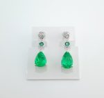 EMERALD & DIA PLAT EARRINGS