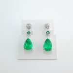 EMERALD & DIA PLAT EARRINGS