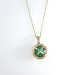 EMERALD & DIA 14KY ROUND PENDANT - Image 2