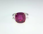 RUBY & DIA 3-STONE 18KW RING