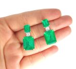 EMERALD & DIA 18KW DROP EARRINGS - Image 3