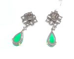 EMERALD & DIA 18KW PEAR-SHAPE EARRINGS - Image 2