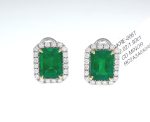 EMERALD & DIA 18KW STUD EARRINGS