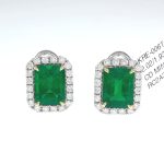 EMERALD & DIA 18KW STUD EARRINGS