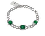 EMERALD & DIA 18KW LINK BRACELET