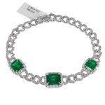 EMERALD & DIA 18KW LINK BRACELET