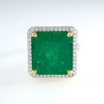 CDC COLOMBIAN EMERALD & DIA 18KW RING