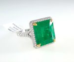 CDC COLOMBIAN EMERALD & DIA 18KW RING - Image 3