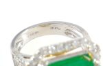 EMERALD & DIA 14KW HALO RING - Image 6