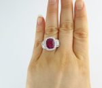 RUBY & DIA 14KW 3-STONE RING - Image 6