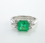 EMERALD & DIA PLAT  RING