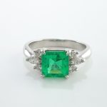 EMERALD & DIA PLAT  RING