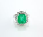 EMERALD & DIA PLAT RING