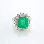 EMERALD & DIA PLAT RING