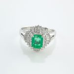 EMERALD & DIA PLAT RING