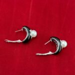 18K PEARL & Onyx DIAMOND EARRINGS - Image 2