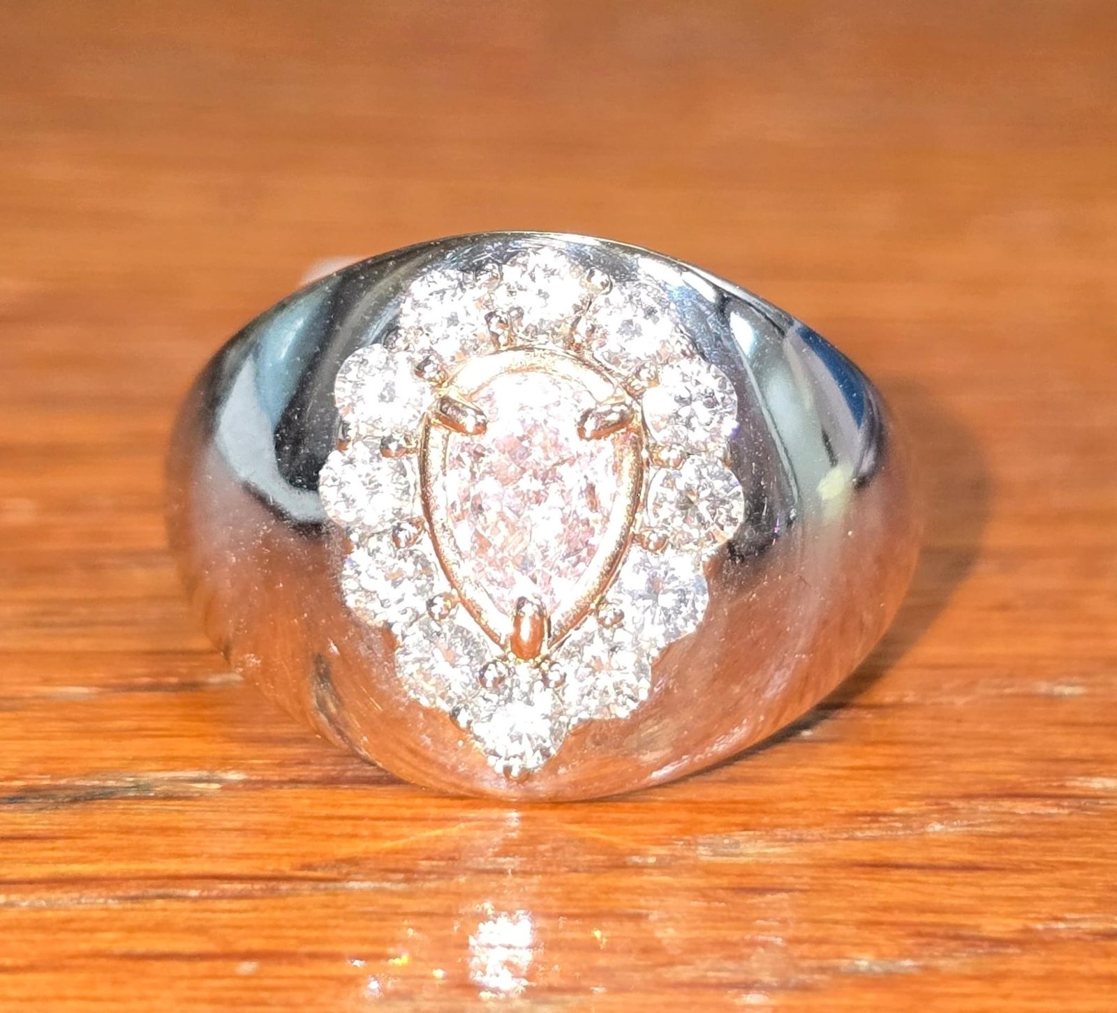 PINK PEAR-SHAPE DIA 14KW RING PINK PEAR-SHAPE DIA 14KW RING - Image 1
