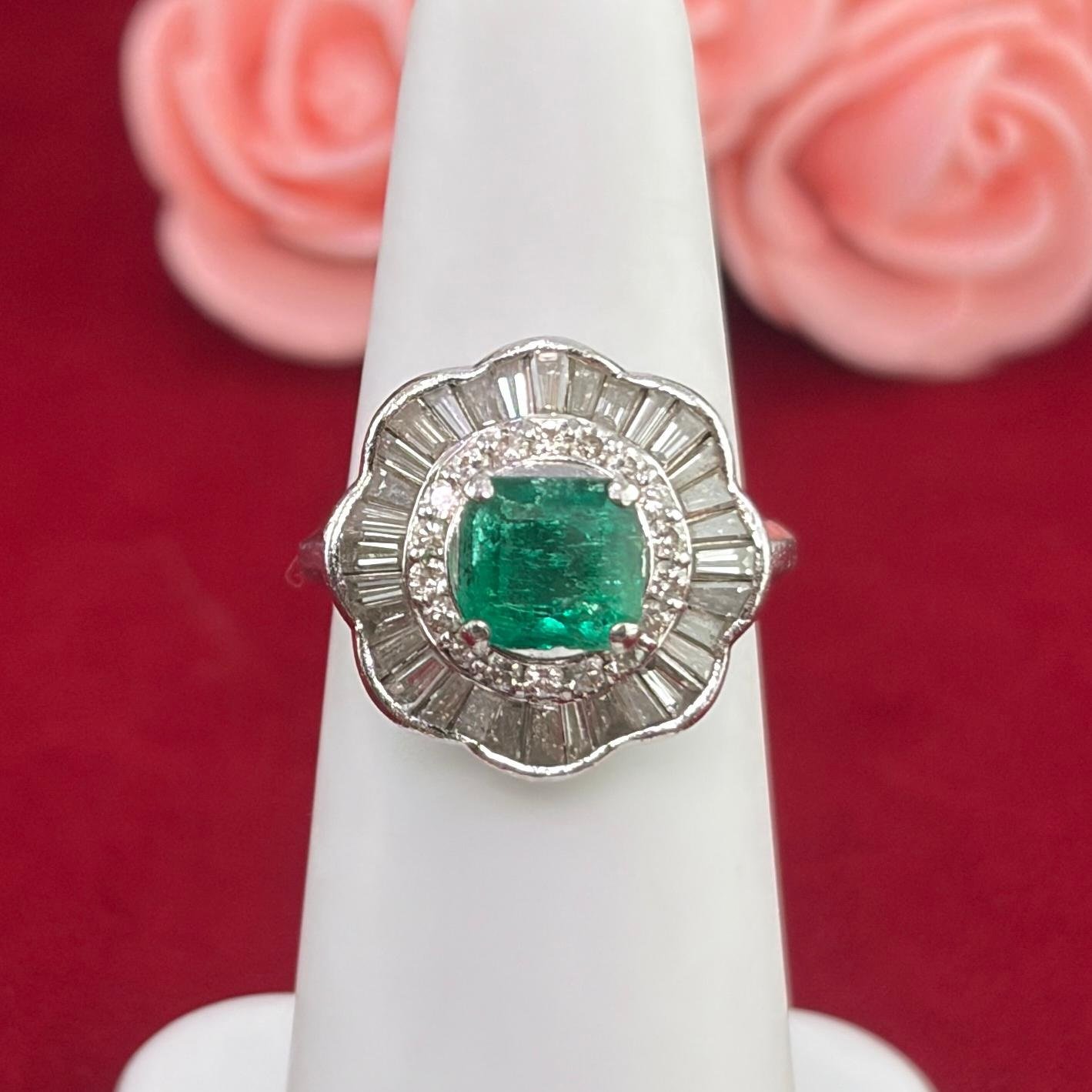 PLATINUM EMERALD DIA RING PLATINUM EMERALD DIA RING - Image 1