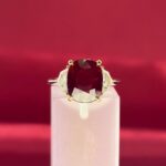 RUBY & DIA 18KW THREE-STONE RING