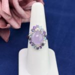 14KW JADE DIA POLYCHROME STONE RING