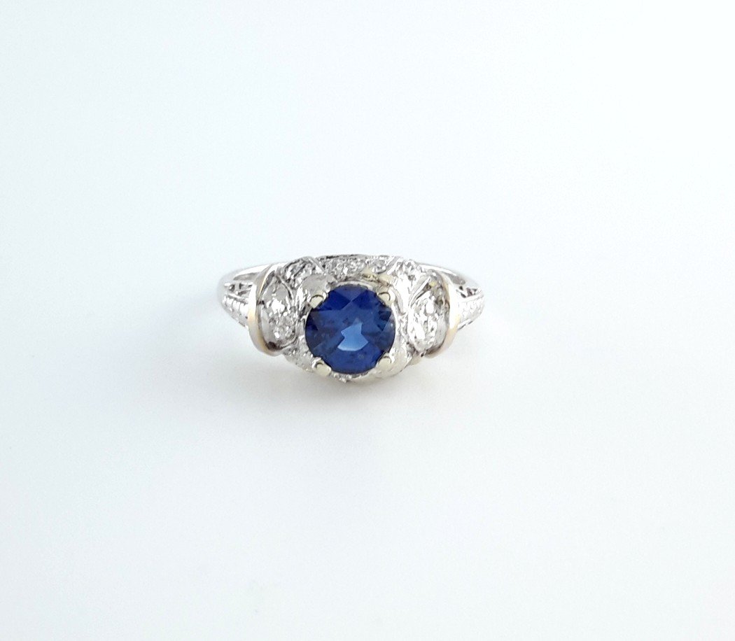 GIA SAPPHIRE & DIA PLAT RING GIA SAPPHIRE & DIA PLAT RING - Image 1