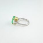 EMERALD & DIA 18KW 3-STONE RING - Image 2
