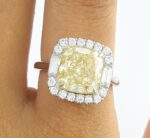 FANCY YELLOW DIA 18KW HALO RING - Image 5