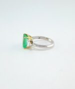 EMERALD & DIA 18KW 3-STONE RING - Image 2